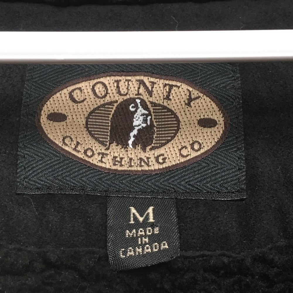 COUNTY CLOTHING CO. Faux Suede Sherpa Lined Zip Up Shearling Jacket Black MEDIUM - Picture 2 of 12